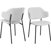 Armlehnstuhl Bouclé 2er Set Weiß 368602 von dynamic24