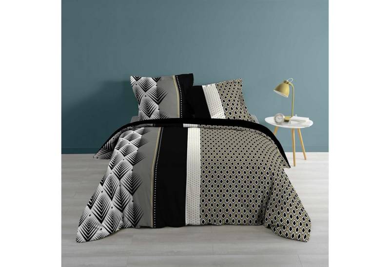 Bettwäsche, dynamic24, Jersey, 3 teilig, 240x220cm modern grau Muster Baumwolle Bett von dynamic24