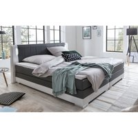 Boxspringbett 180 x 200 cm led grau/weiß Kunstleder-Optik 347539 von dynamic24