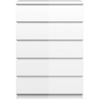 Nada Kommode breit 5 Schubladen weiss hochglanz. von dynamic24