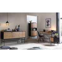 Schreibtisch Schwarz/Eiche Echtholzfurnier 395905 von dynamic24