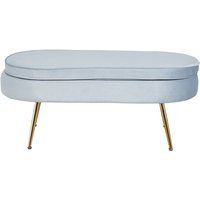 Sitzpouf oval aus Samt Hellgrau 395448 von dynamic24