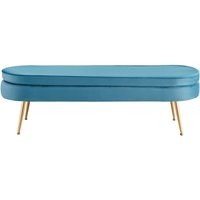 Sitzpouf oval lang aus Samt Blau 397251 von dynamic24