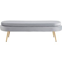 Sitzpouf oval lang aus Samt Hellgrau 397275 von dynamic24