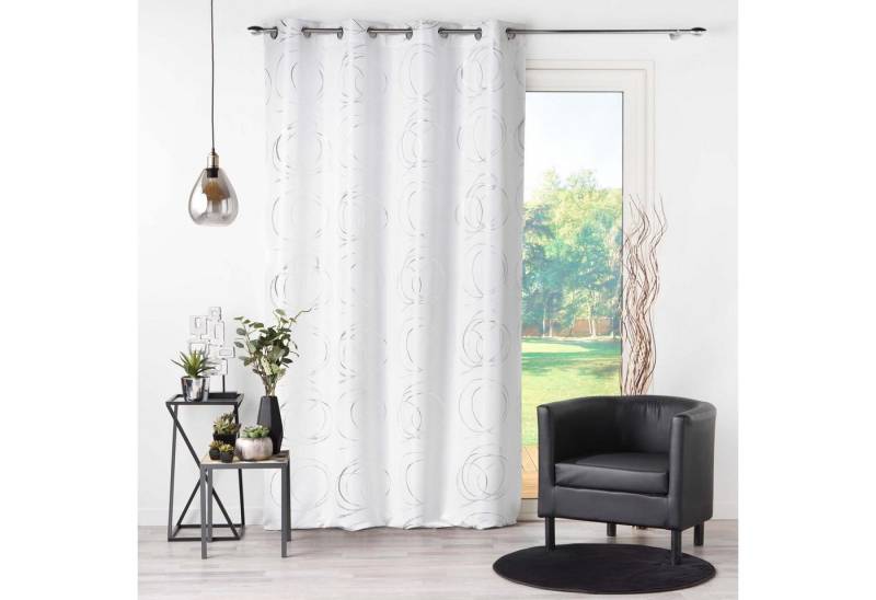 dynamic24 Vorhang, Ösen, halbtransparent, Ösenschal 140x260cm Gardine Schal bedruckt halbtransparent weiß von dynamic24