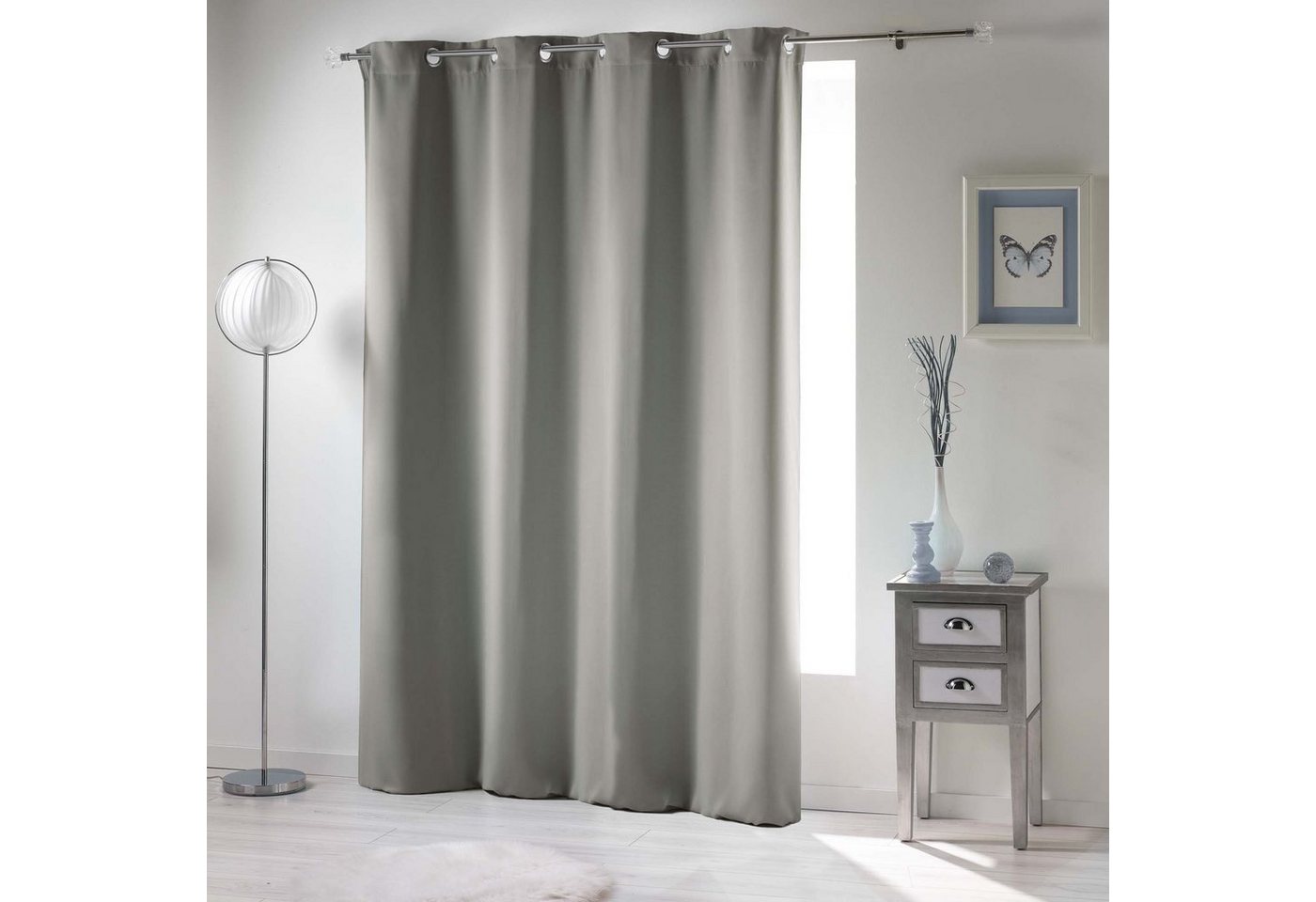 Vorhang, dynamic24, Ösen (1 St), blickdicht, Taupe blickdicht 135x240cm Gardine Verdunkelung Thermo Schallschutz von dynamic24