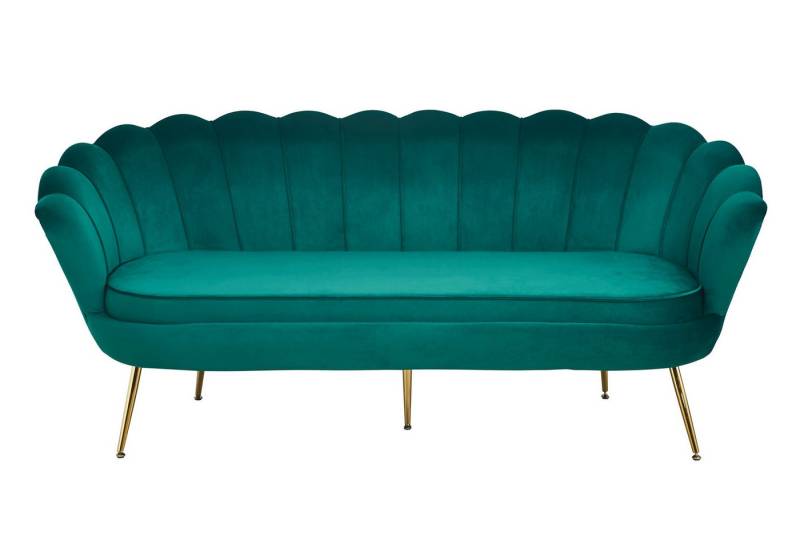 dynamic24 3-Sitzer Nedelino, Muschelsofa aus Samt Grün von dynamic24