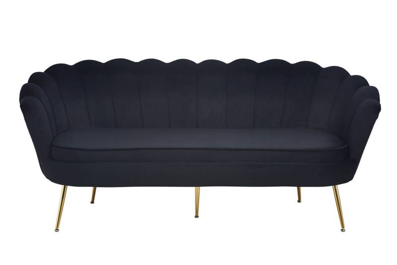dynamic24 3-Sitzer Opaka, Muschelsofa aus Samt Schwarz von dynamic24