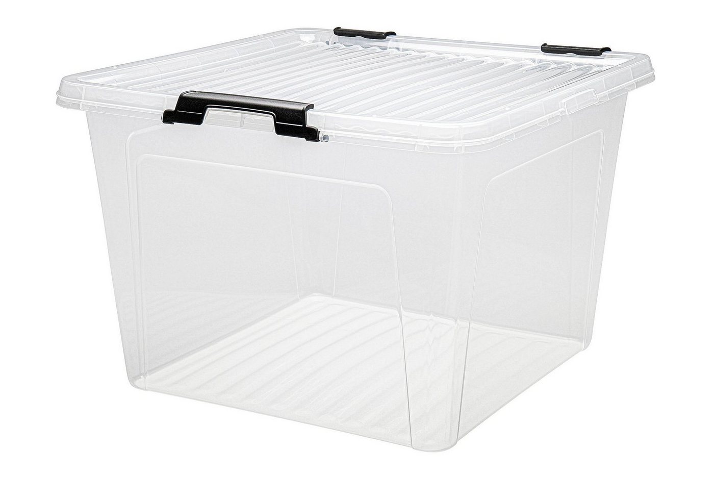 dynamic24 Aufbewahrungsbox 26L mit Deckel (1 St), Kunststoffbox Stapelbox Lager Regal Box Transparent von dynamic24