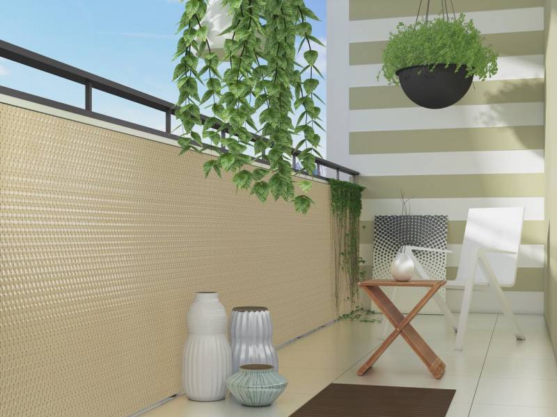 dynamic24 Balkonsichtschutz Polyrattan PVC Sichtschutzmatte 300x100 Balkon Sichtschutz Zaun von dynamic24