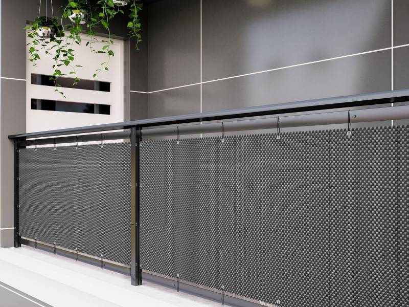 dynamic24 Balkonsichtschutz Polyrattan PVC Sichtschutzmatte 300x90 Balkon Sichtschutz Zaun von dynamic24
