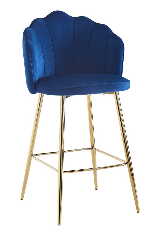 dynamic24 Barhocker, Muscheldesign 2er Set aus Samt Dunkelblau von dynamic24