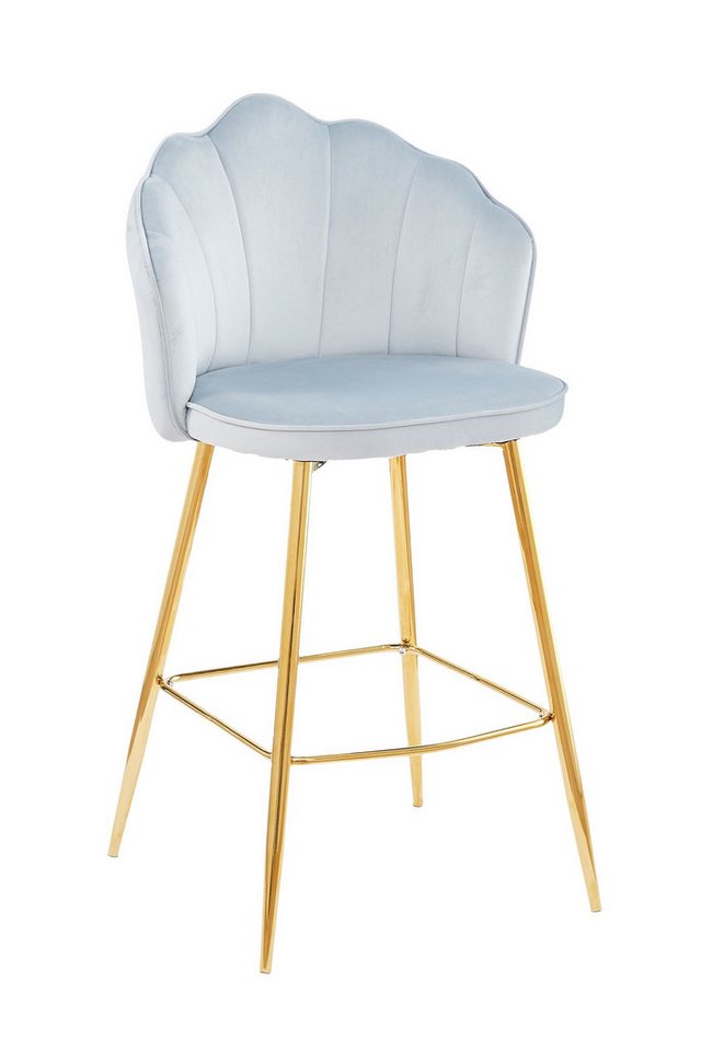 dynamic24 Barhocker, Muscheldesign 2er Set aus Samt Hellgrau von dynamic24