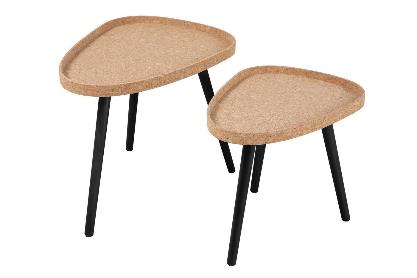 dynamic24 Beistelltisch, Beistelltisch 2er Set CORK Holz natur von dynamic24