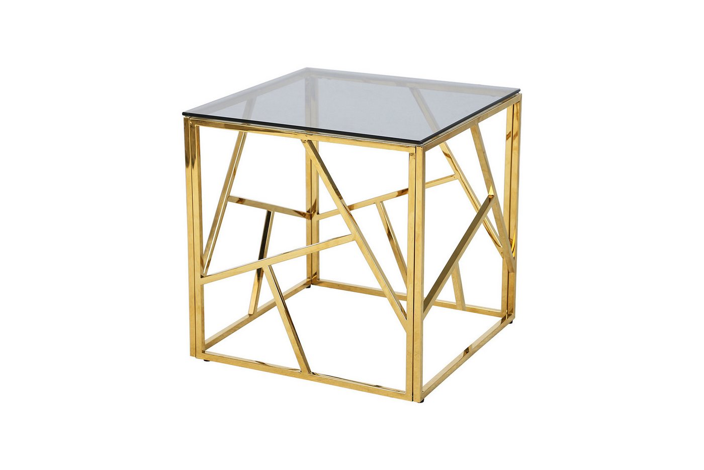 dynamic24 Beistelltisch, Couchtisch Gold/Grau 55x55 cm von dynamic24