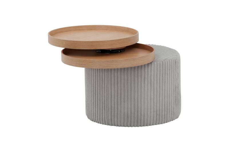 dynamic24 Beistelltisch, Couchtisch hellgrau Texturstoff von dynamic24