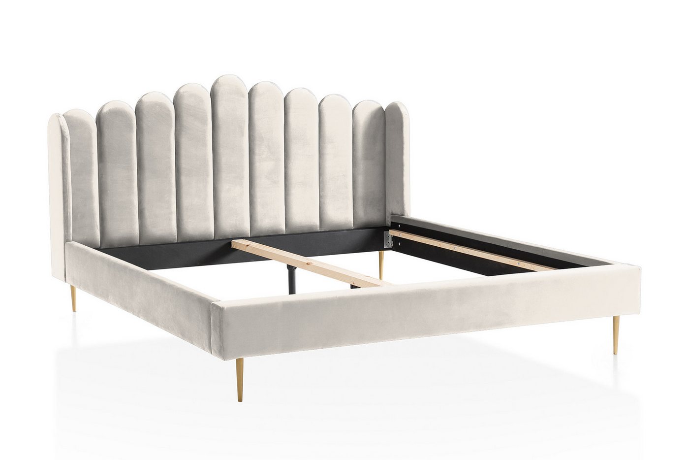 dynamic24 Bett, Muschelbett aus Samt 140x200 cm von dynamic24