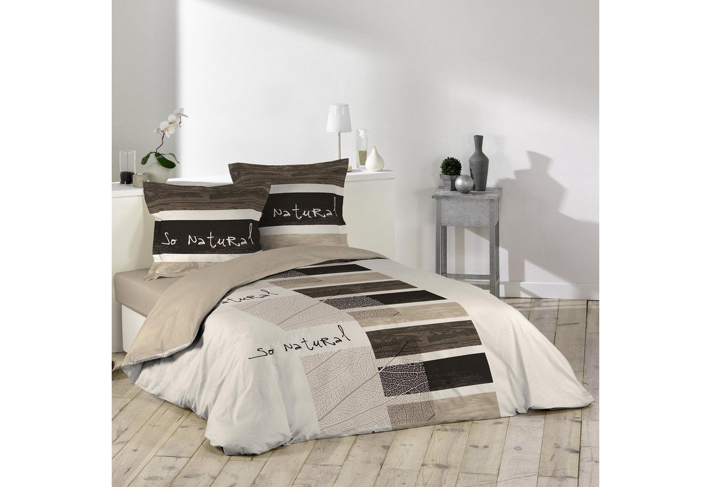 dynamic24 Bettwäsche, Jersey, 3 teilig, Wendebettwäsche 240x220cm, 63x63cm Baumwolle braun beige dynamic24 Bettwäsche, Jersey, 3 teilig, Wendebettwäsche 240x220cm, 63x63cm Baumwolle braun beige von dynamic24