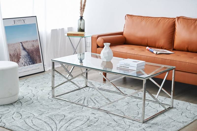 dynamic24 Couchtisch, Sofatisch Silber 120x60 cm von dynamic24
