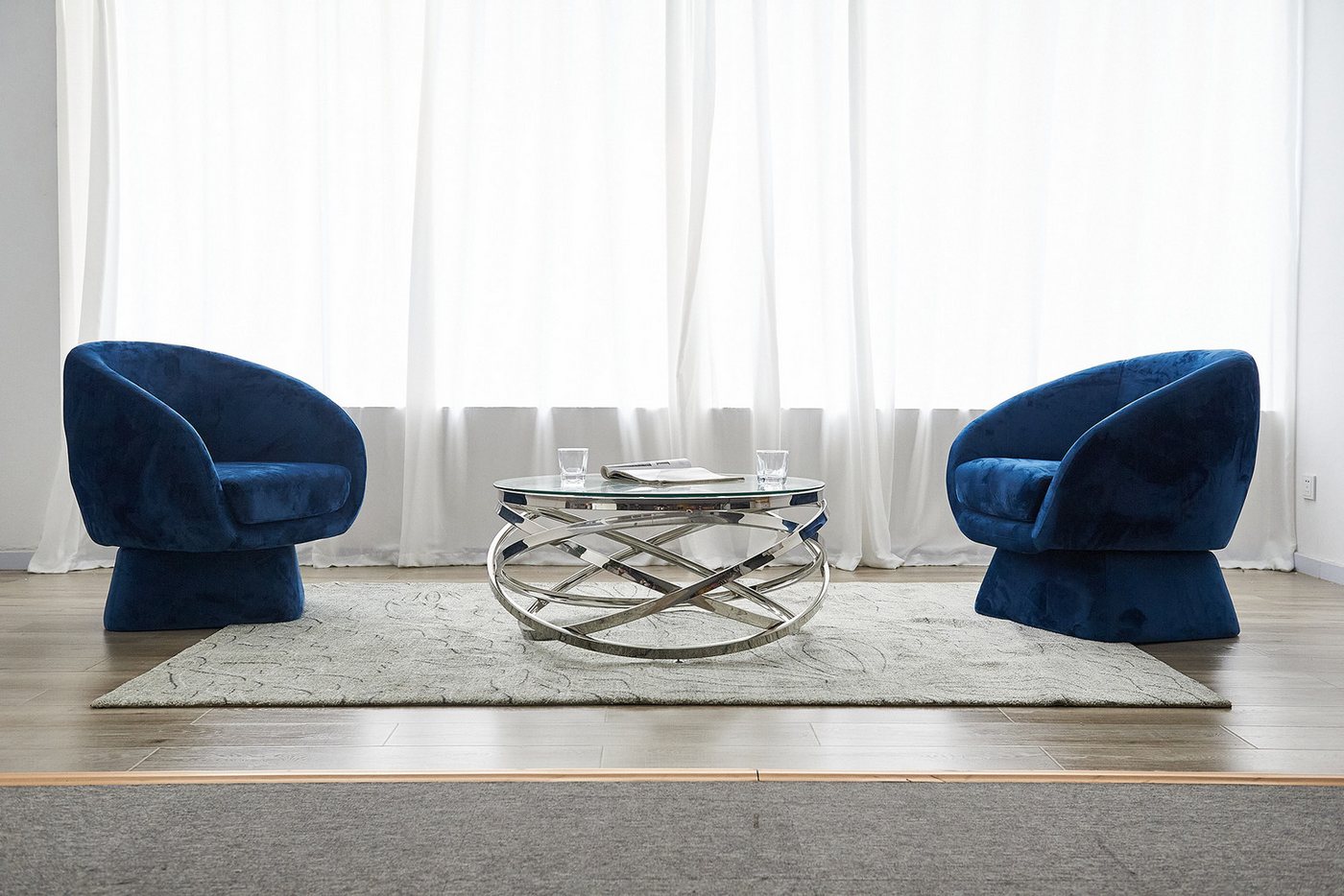 dynamic24 Couchtisch, Sofatisch Silber Ø 80 cm von dynamic24