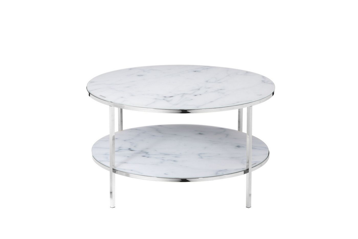 dynamic24 Couchtisch, Sofatisch mit 2 Ablagen Ø 80 cm von dynamic24