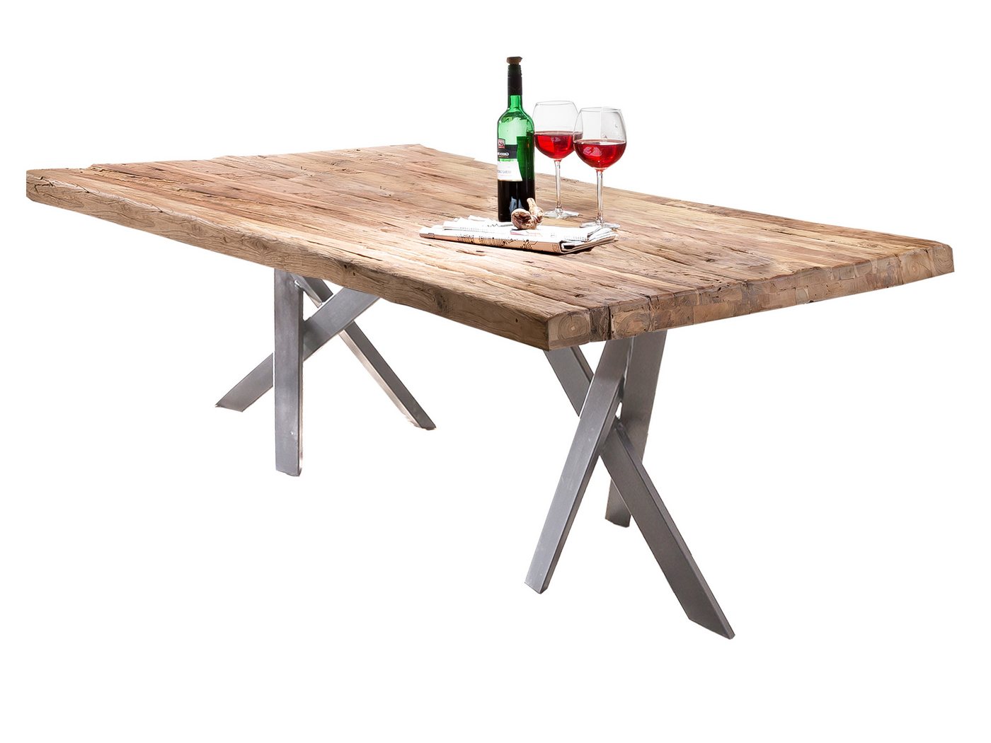 dynamic24 Esstisch, Tisch 200x100 cm Teak natur von dynamic24