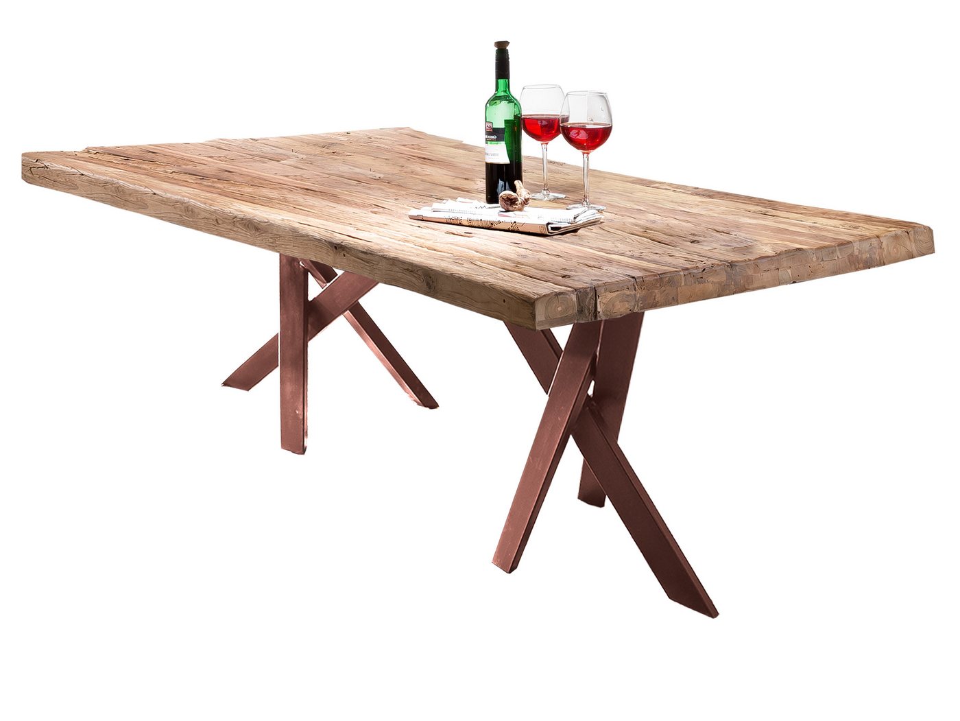 dynamic24 Esstisch, Tisch 240x100 cm Teak braun von dynamic24