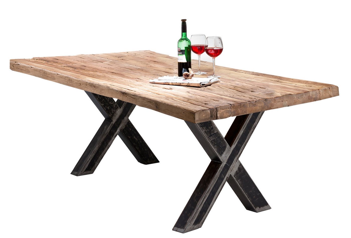 dynamic24 Esstisch, Tisch 240x100 cm Teak natur von dynamic24