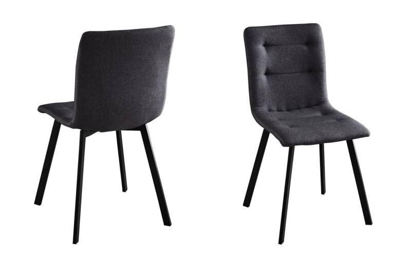 dynamic24 Esszimmerstuhl, Stuhl 2er-Set Polyester Grau von dynamic24