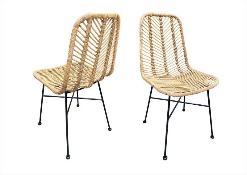 dynamic24 Esszimmerstuhl, Stuhl 2er-Set Rattan natur von dynamic24