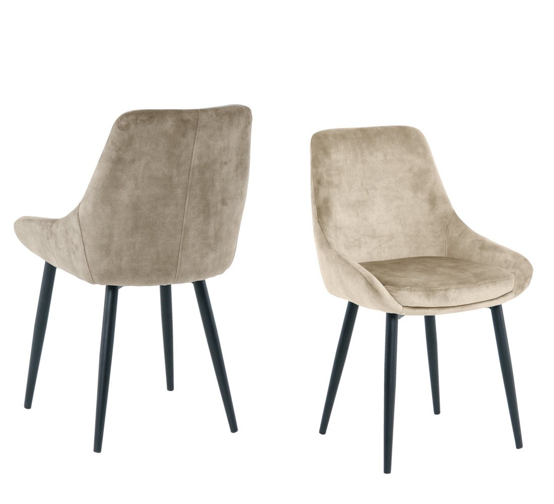 dynamic24 Esszimmerstuhl, Stuhl 2er-Set Samt beige von dynamic24