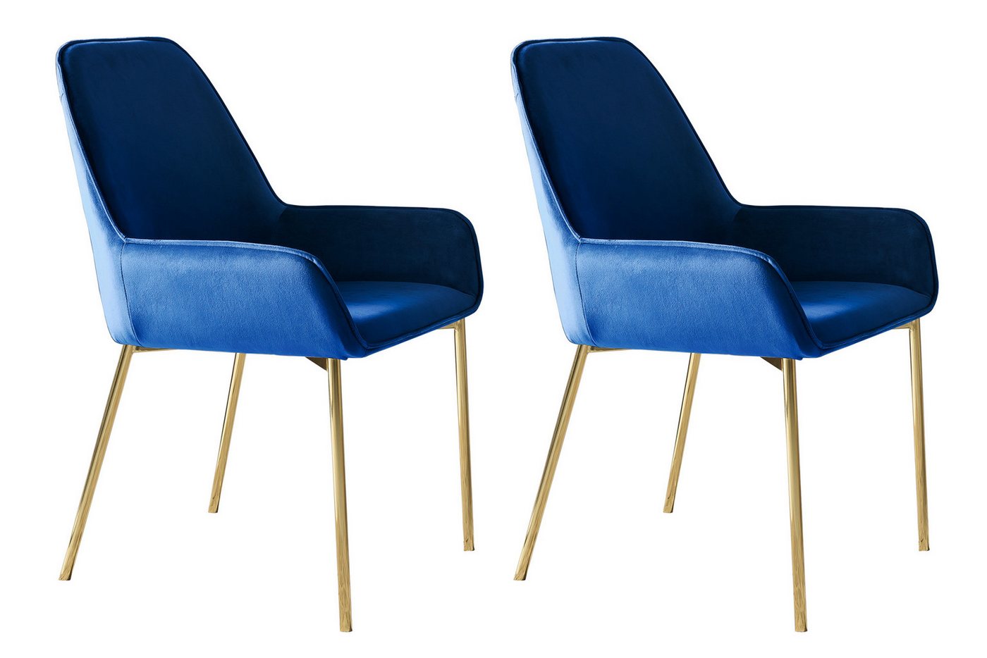 dynamic24 Esszimmerstuhl Karkkila, Stuhl 2er Set blau Samt von dynamic24