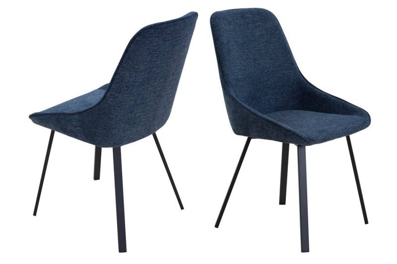 dynamic24 Esszimmerstuhl Rockford, Stuhl 2er Set Dunkelblau von dynamic24