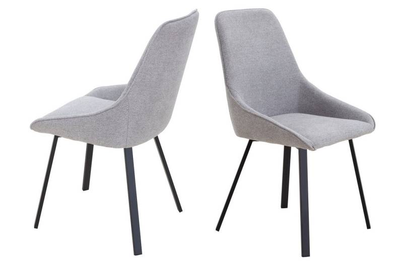 dynamic24 Esszimmerstuhl Springfield, Stuhl 2er Set Grau von dynamic24