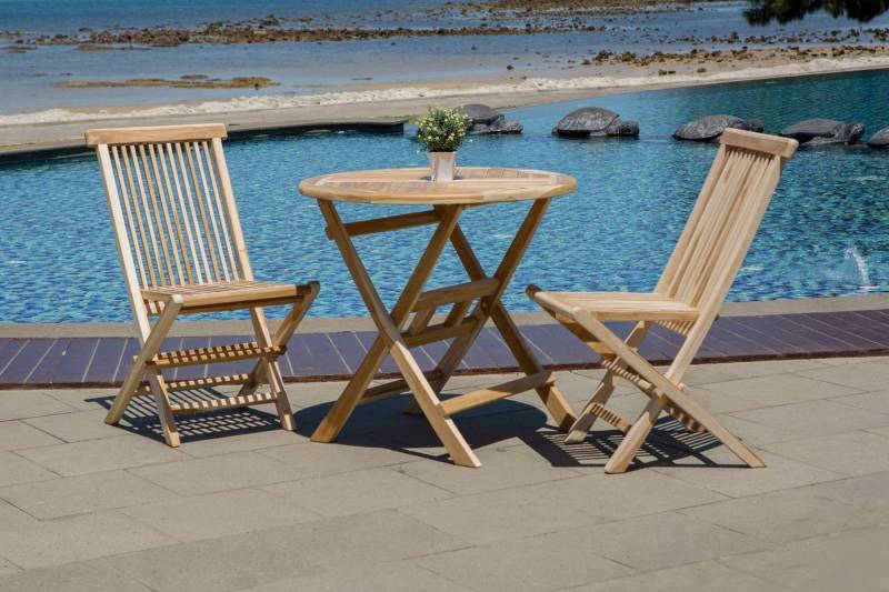 dynamic24 Gartentisch, Tisch 80 cm rund Teak von dynamic24