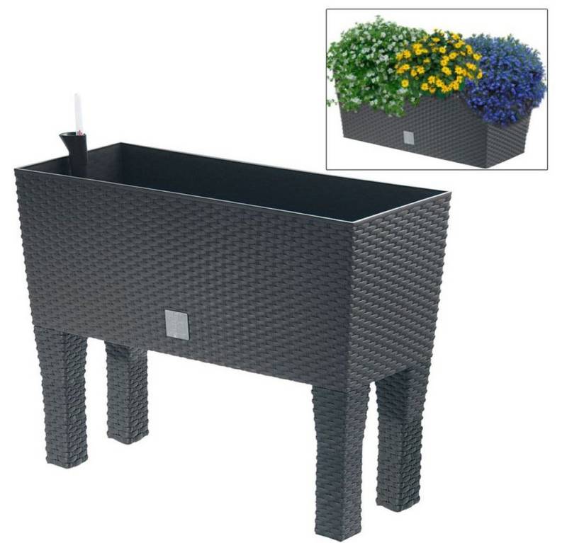dynamic24 Hochbeet, Polyrattan mit Bewässerung, Blumentopf, Blumenkasten von dynamic24