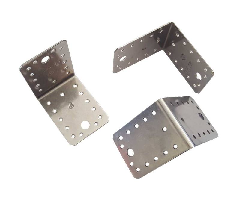 dynamic24 Holzkonstruktionsbeschlag, 4x Winkel Edelstahl 2mm stark Regal Verbinder 90x90x65 Stuhlwinkel von dynamic24