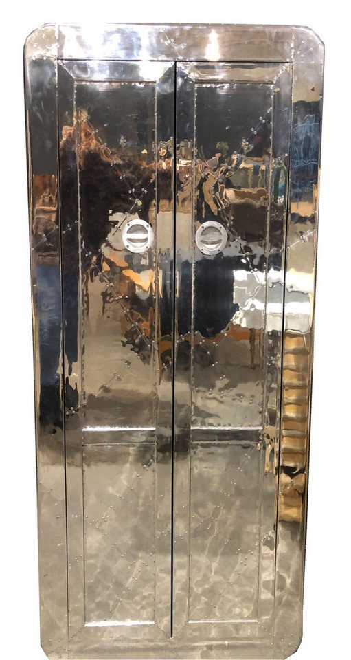 dynamic24 Mehrzweckschrank Schrank AIRMAN Mangoholz silber von dynamic24