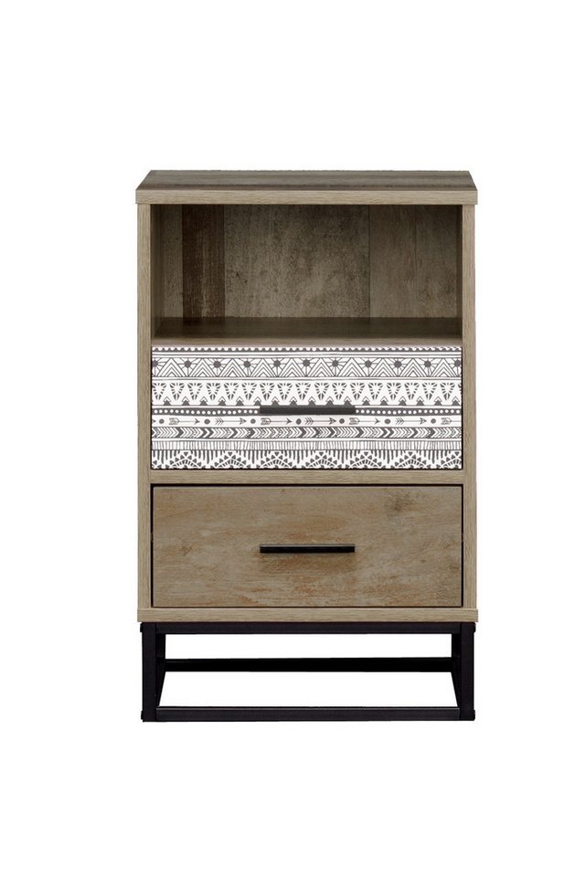 dynamic24 Nachtschrank Nachtkommode MAILBOX Holz Grau von dynamic24