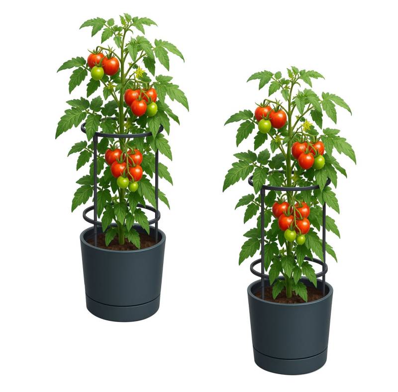 dynamic24 Pflanzkübel, 2x Pflanztopf Tomatentopf mit Rankhilfe von dynamic24