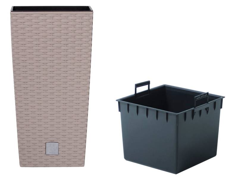 dynamic24 Pflanzkübel (1 St), in Rattan-Optik Pflanzschale Übertopf Kübel Blumenkübel von dynamic24