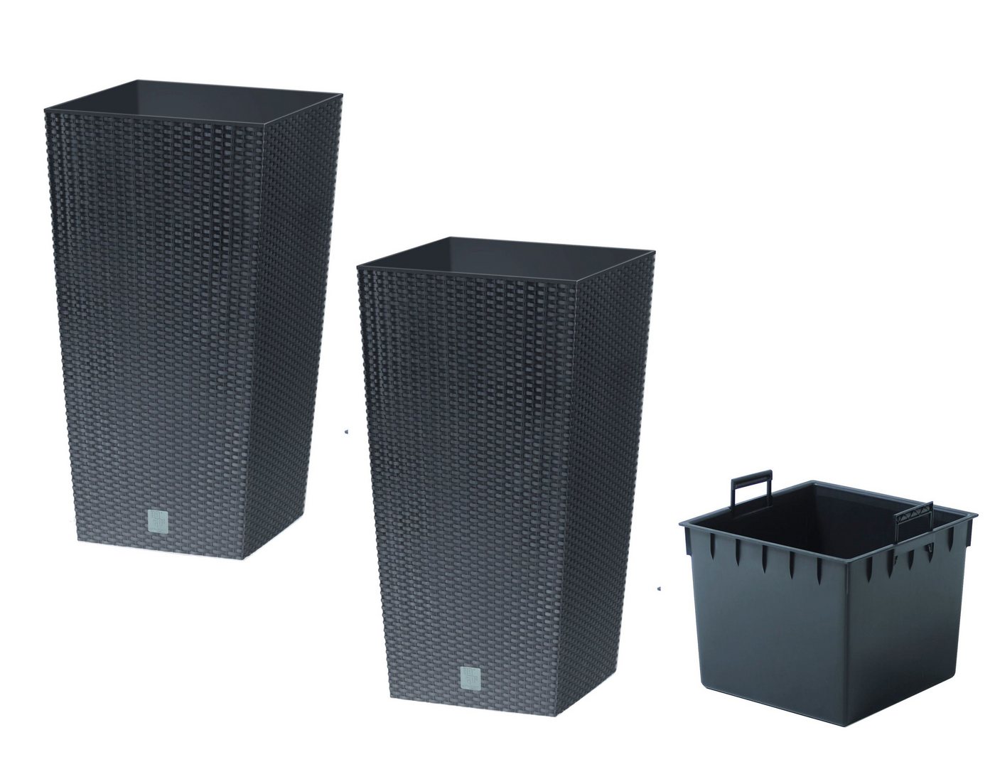 dynamic24 Pflanzkübel (2 St), in Rattan-Optik Pflanzschale Übertopf Kübel Blumenkübel 2er Set von dynamic24
