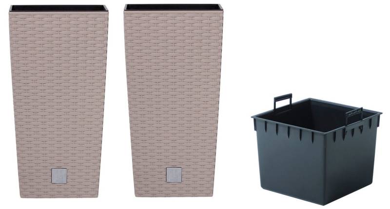 dynamic24 Pflanzkübel (2 St), in Rattan-Optik Pflanzschale Übertopf Kübel Blumenkübel 2er Set von dynamic24