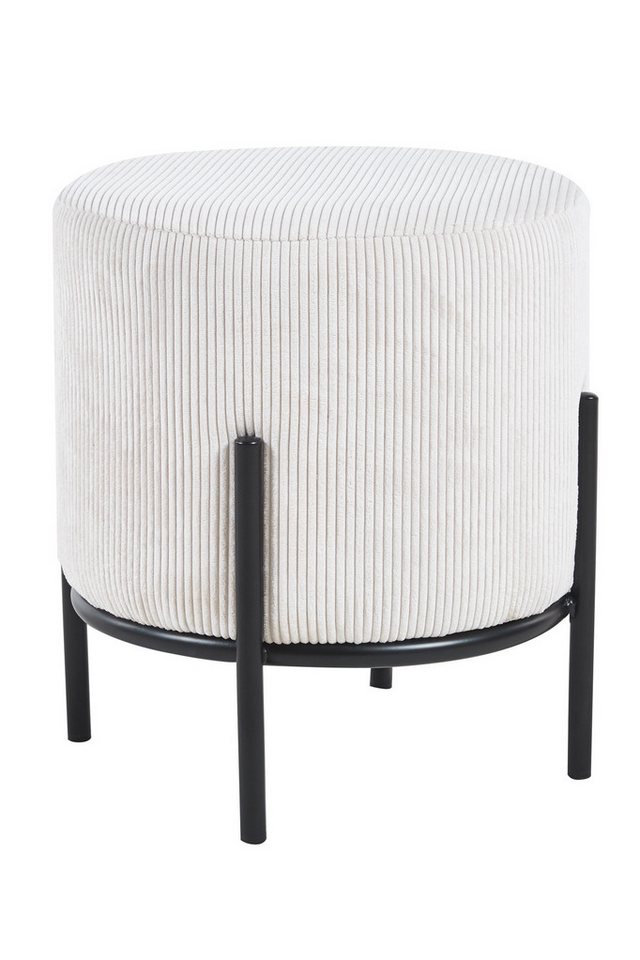 dynamic24 Polsterhocker, Hocker Ø35 cm Cord Optik Beige von dynamic24