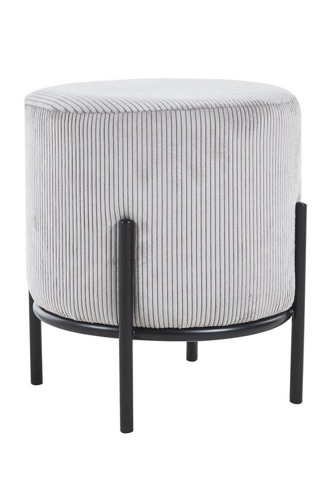 dynamic24 Polsterhocker, Hocker Ø35 cm Cord Optik Hellgrau von dynamic24