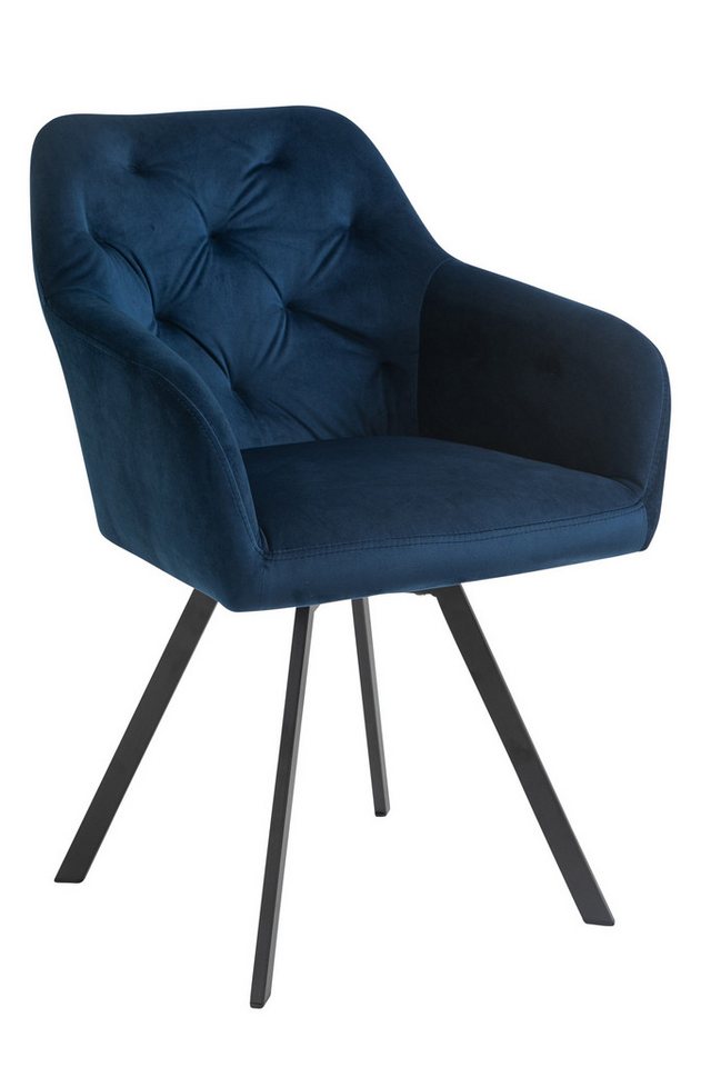 dynamic24 Polsterstuhl Roubaix, Armlehnstuhl mit 360° Drehfunktion Blau von dynamic24