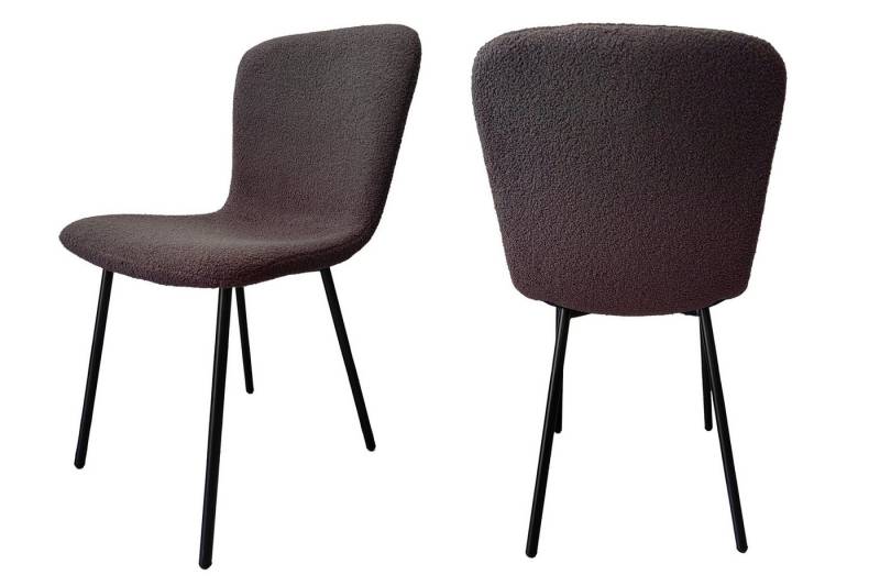 dynamic24 Polsterstuhl Salinas, Stuhl Bouclé Optik 4er Set Dunkelgrau von dynamic24