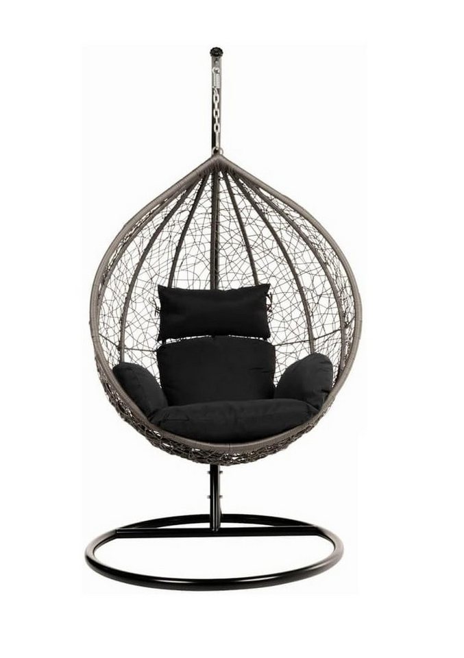 dynamic24 Schaukelsessel, Korb Hängesessel mit Gestell + Kissen Hängestuhl Lounge Hängekorb von dynamic24