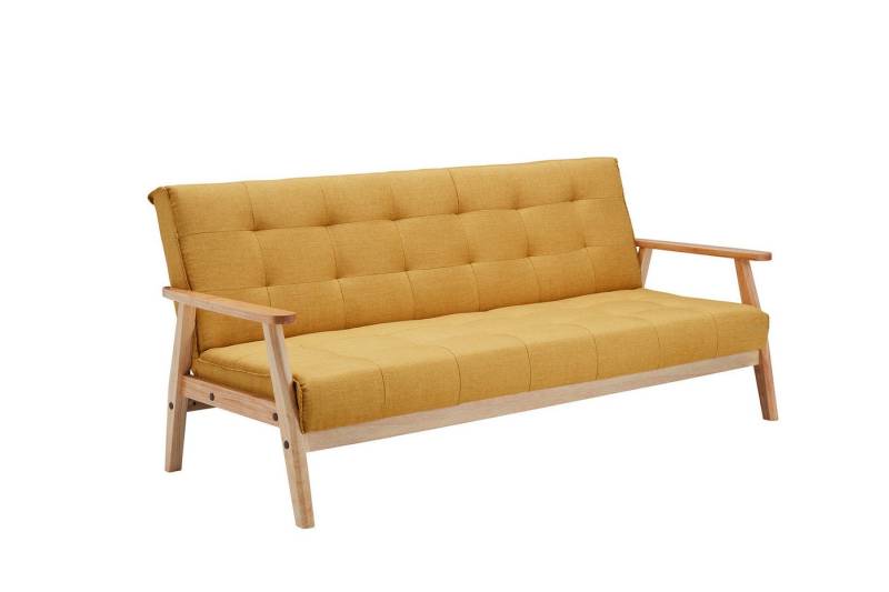 dynamic24 Schlafsofa Kyustendil, Sofa skandinavisch Strukturstoff senfgelb von dynamic24