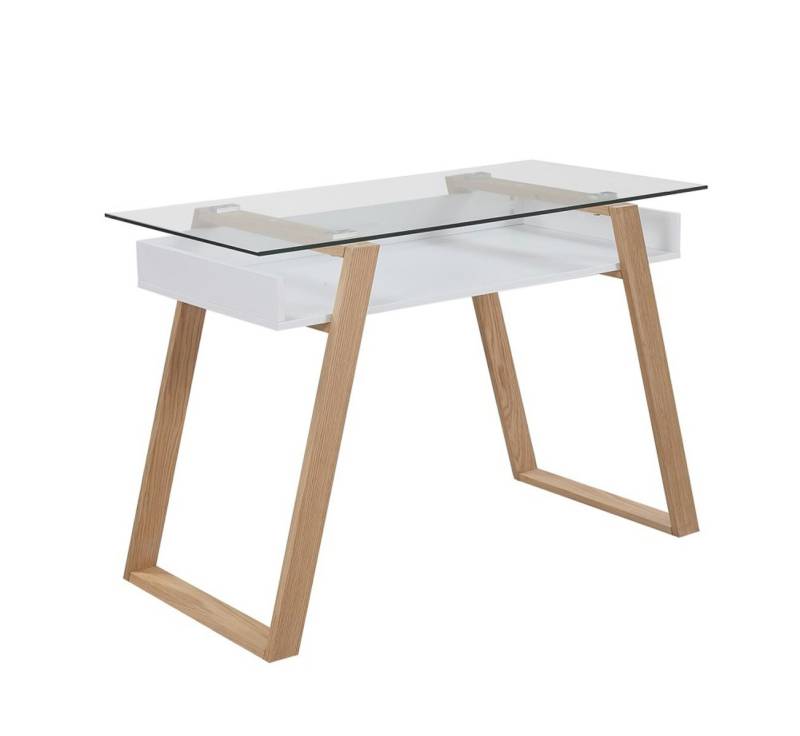 dynamic24 Schreibtisch, Bürotisch 110x55x75 cm weiß von dynamic24